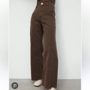 Zara High Rise Brown Marine Straight Pants